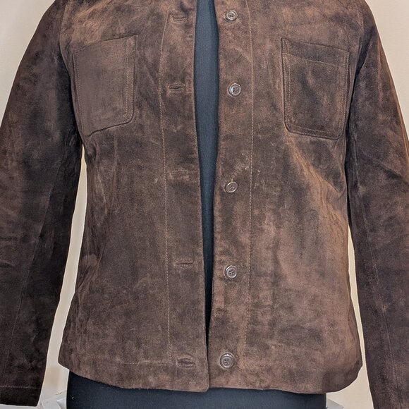Brown Suede Leather Fall Coat - Women's sz M - Picture 8 of 14